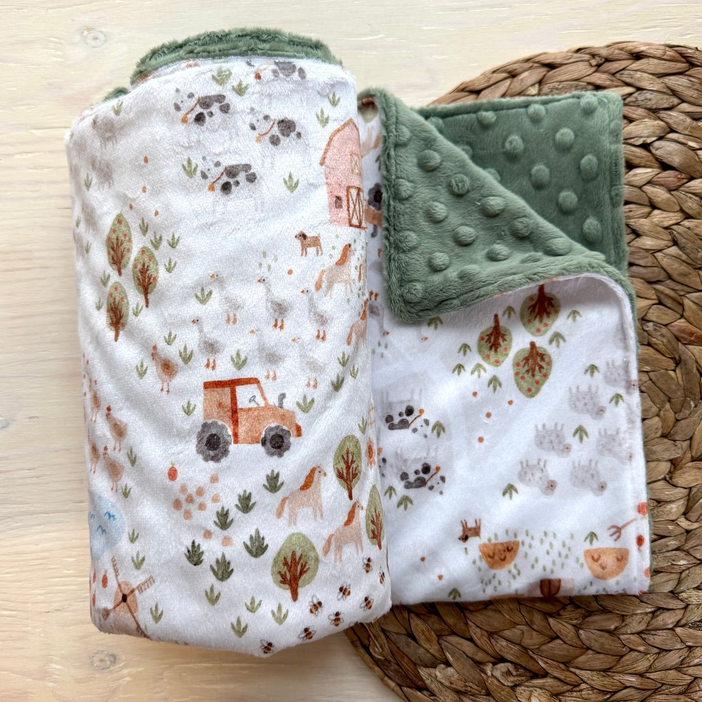 Doudou Douce des 2 cotés PRÊTES À PARTIR,   minky (peluche) imprimé devant et arrière minky ou fourrure