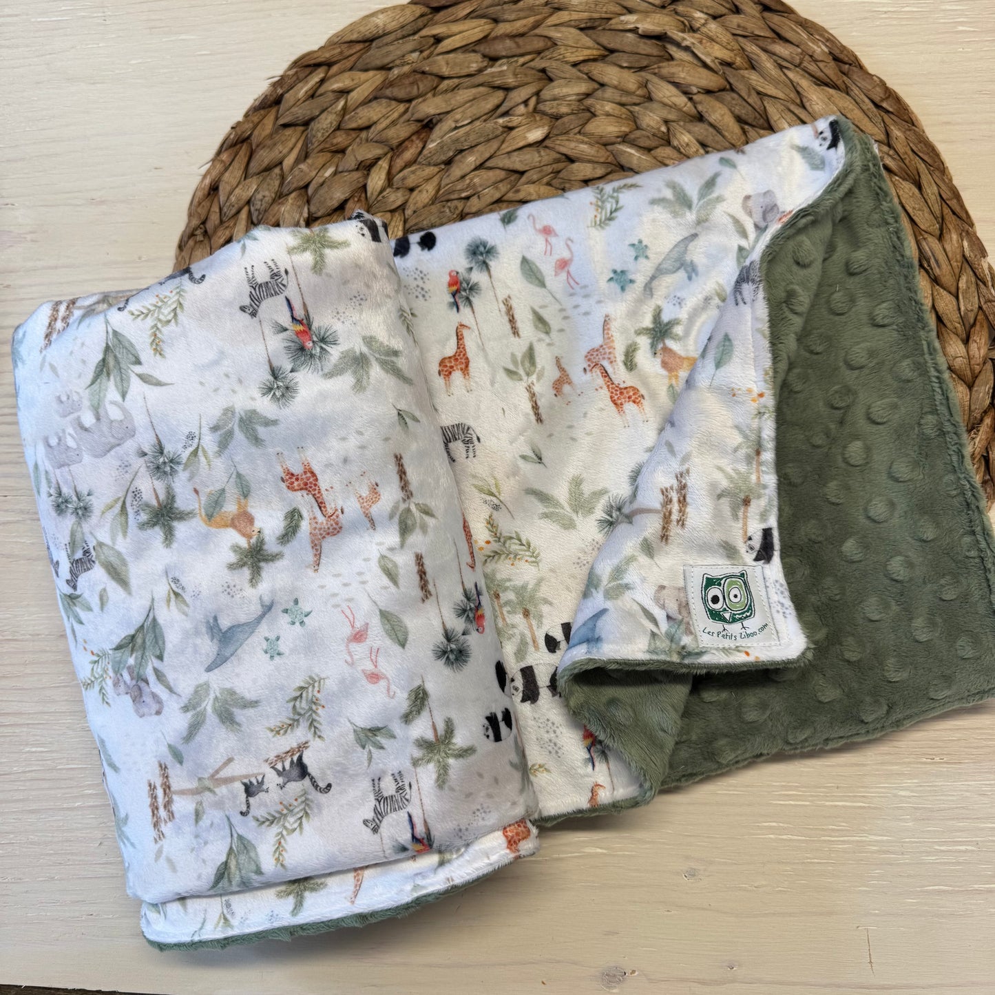 Doudou Douce des 2 cotés PRÊTES À PARTIR,   minky (peluche) imprimé devant et arrière minky ou fourrure