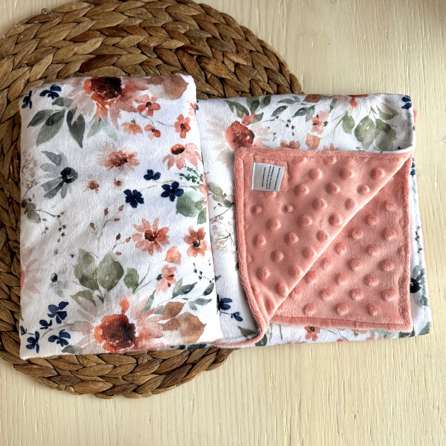 Doudou Douce des 2 cotés PRÊTES À PARTIR,   minky (peluche) imprimé devant et arrière minky ou fourrure