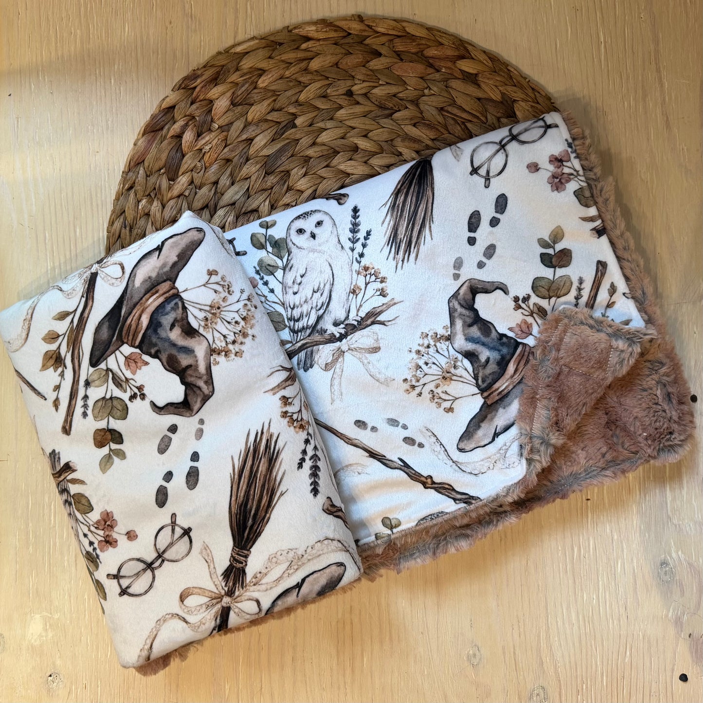 Doudou Douce on both sides READY TO SHIP, minky (plush) printed on the front and minky or fur on the back