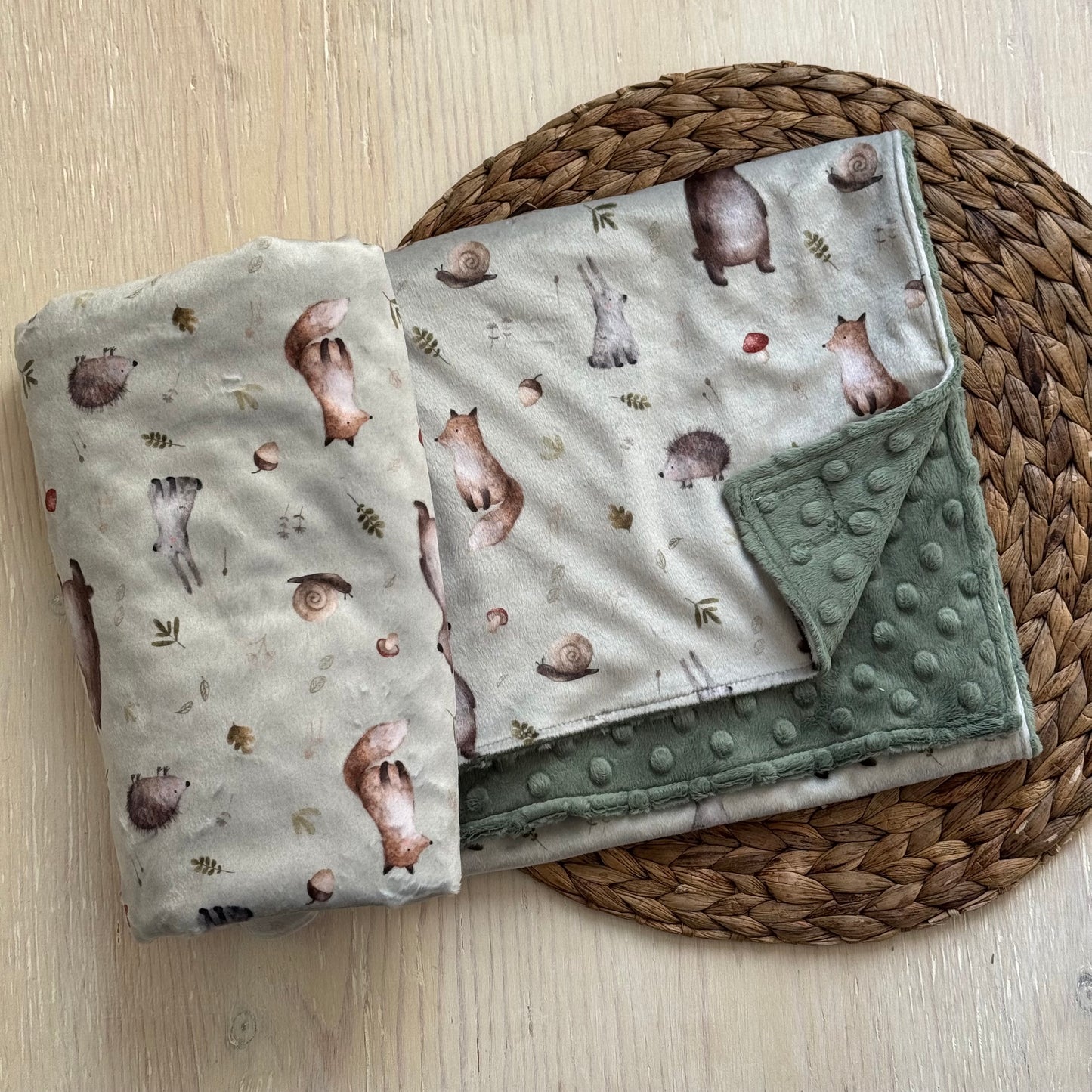 Doudou Douce des 2 cotés PRÊTES À PARTIR,   minky (peluche) imprimé devant et arrière minky ou fourrure