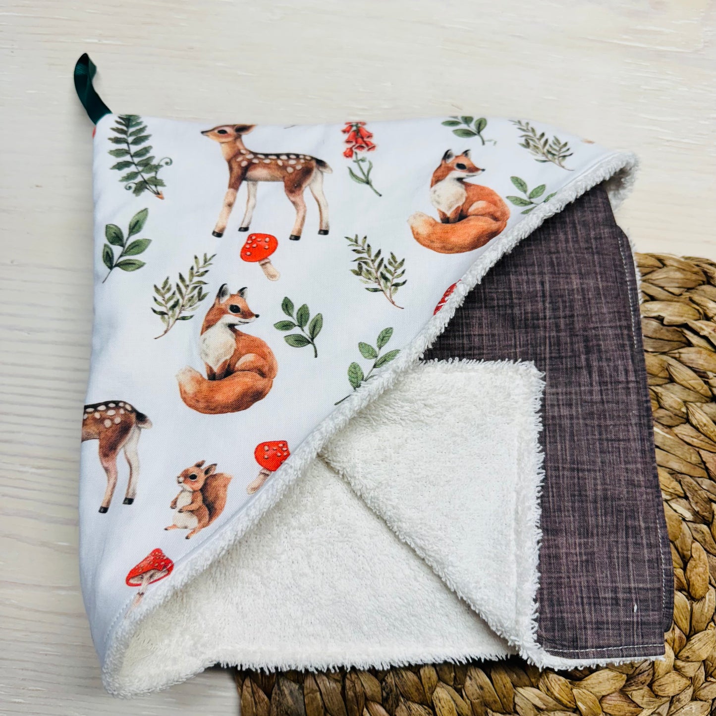 Prête à partir ! Sortie de bain, serviette de bain, intérieur en ratine absorbante.