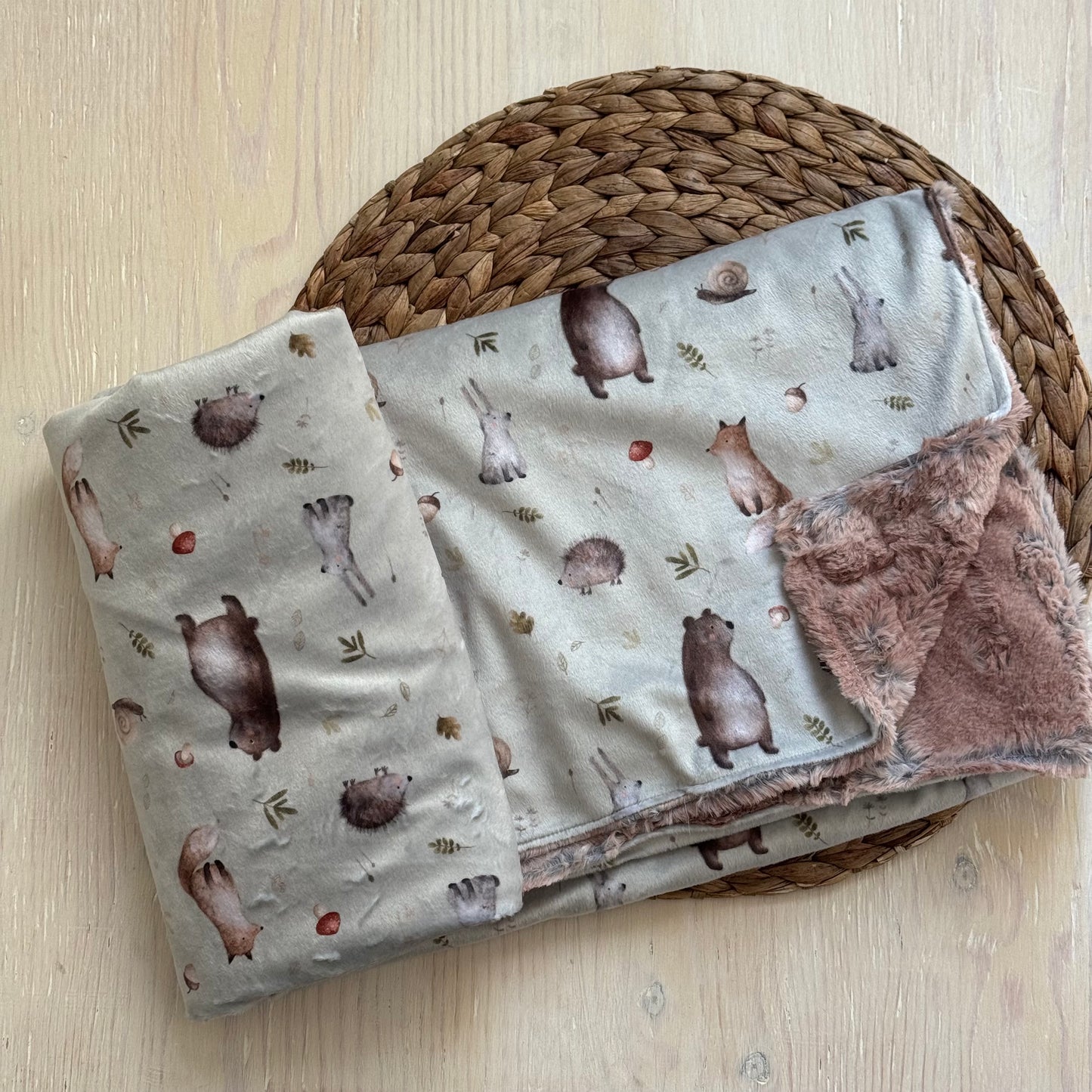 Doudou Douce des 2 cotés PRÊTES À PARTIR,   minky (peluche) imprimé devant et arrière minky ou fourrure