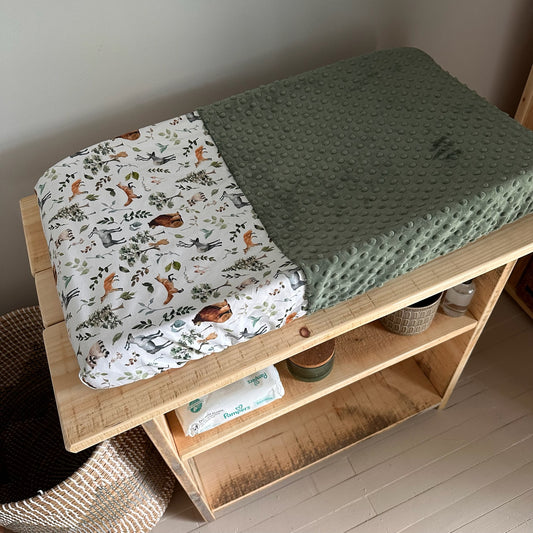 Housse de table a langer avec partie douce en minky ou fourrure