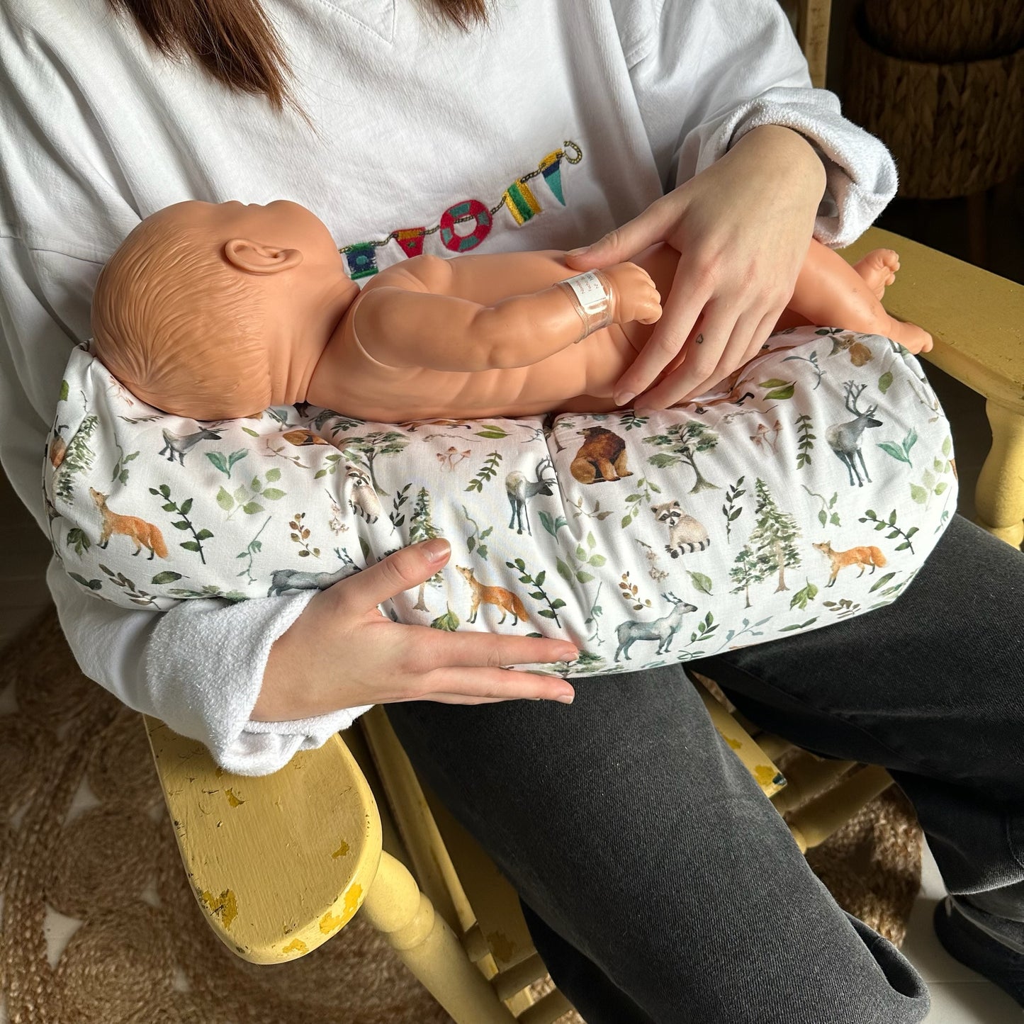 Prêt à partir, Coussin d'allaitement Cylindrique rempli d'écales de sarrasin. Longueur de 20''