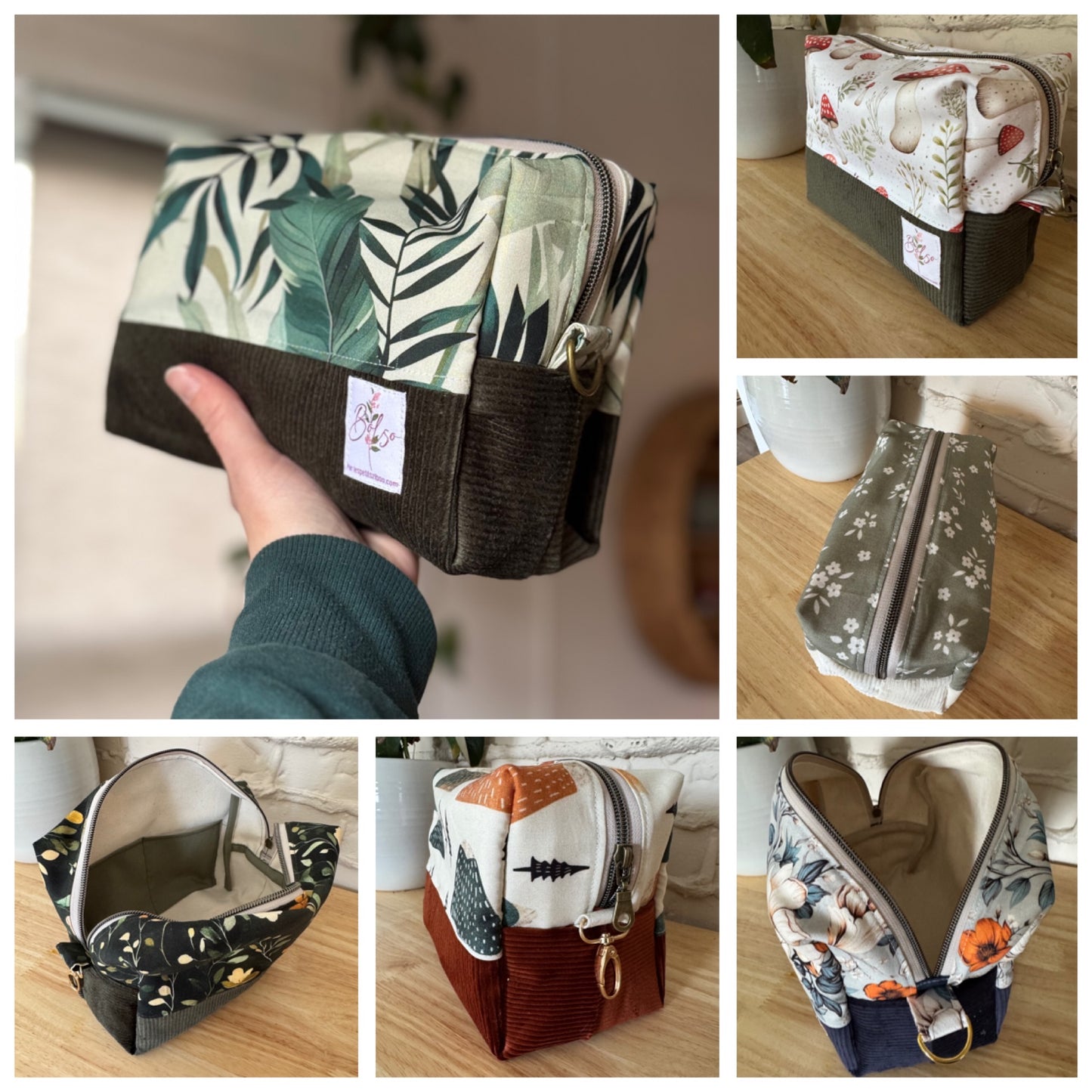 Grande Trousse à maquillage, médicaments, produits de soin... avec fermeture éclair, extérieur matelassé et intérieur en coton Canvas, en stock prêtes à partir !
