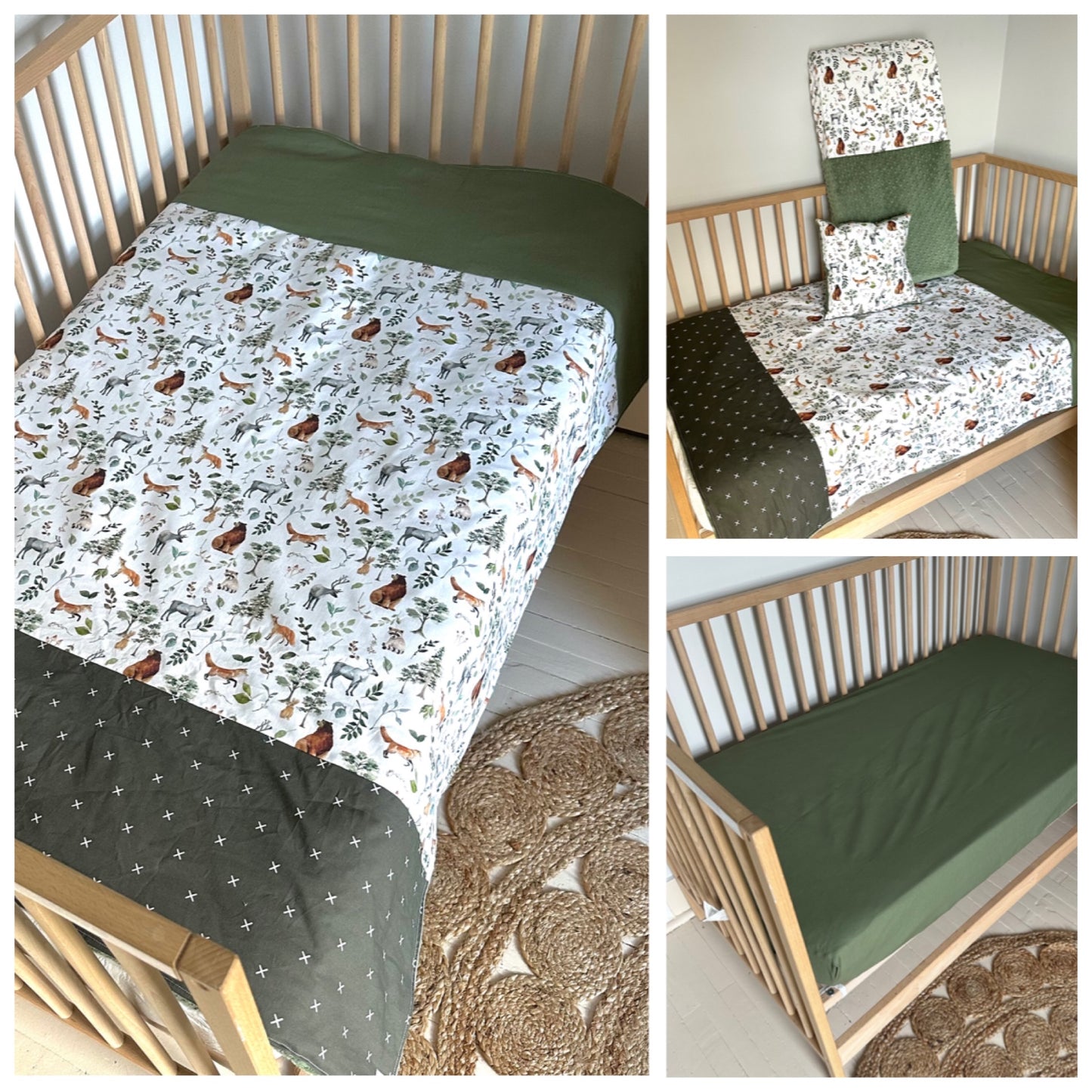 Couverture lit de bébé , pour couchette ou lit de transition en 3 bandes.