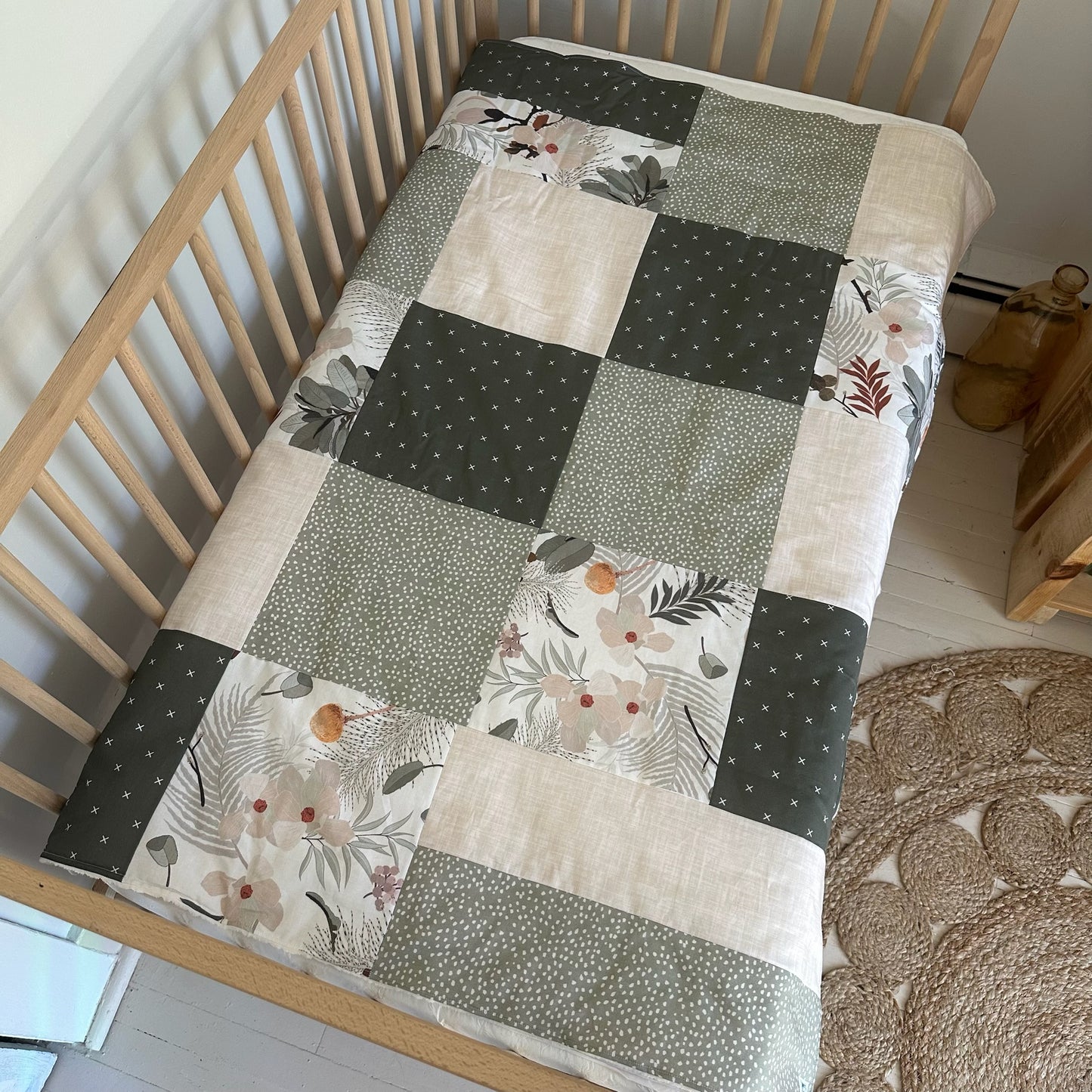 Prête à partir ! Couverture de style courtepointe Jardins Japonais. Endos doux en minky