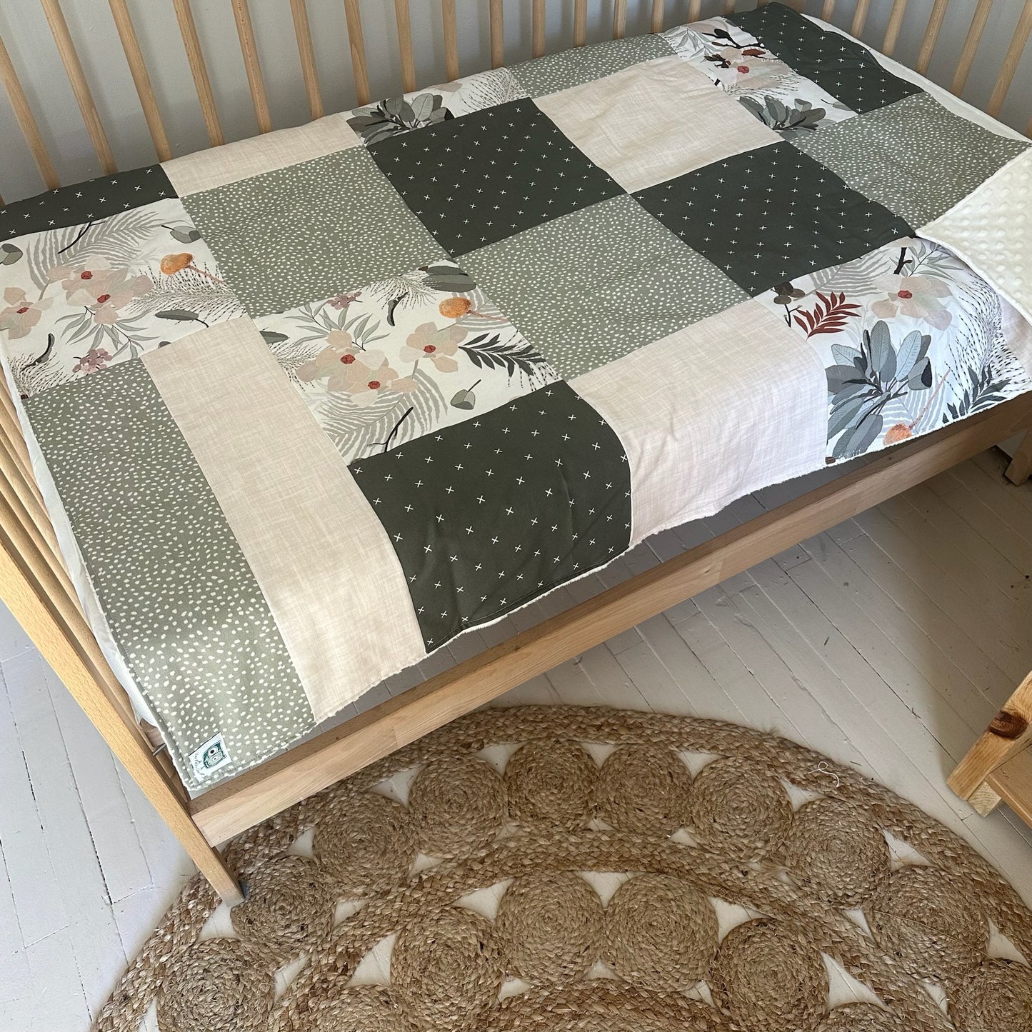 Prête à partir ! Couverture de style courtepointe Jardins Japonais. Endos doux en minky