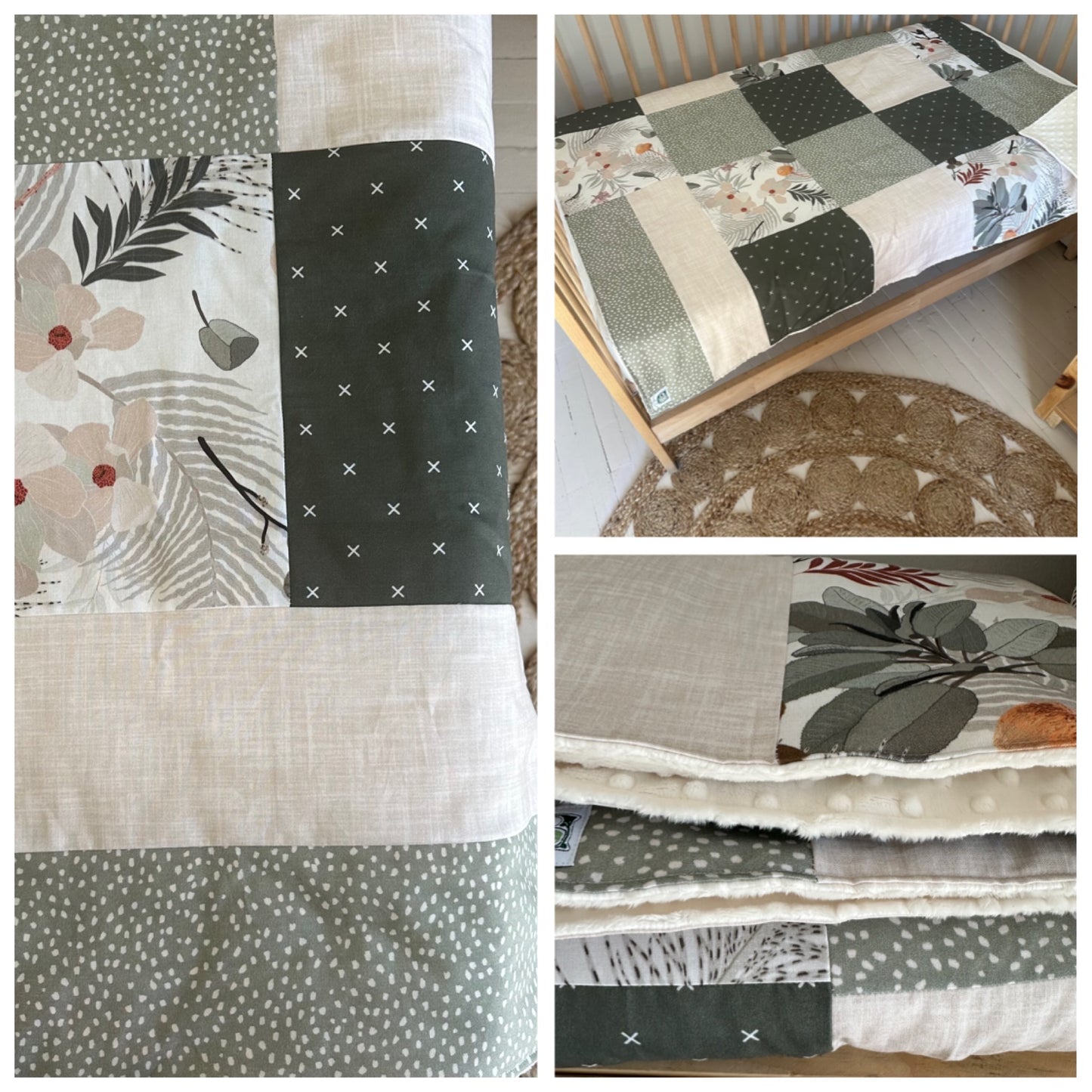 Prête à partir ! Couverture de style courtepointe Jardins Japonais. Endos doux en minky
