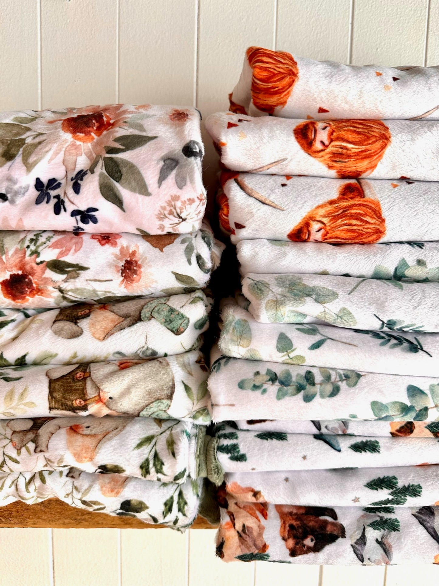 Doudou Douce des 2 cotés PRÊTES À PARTIR,   minky (peluche) imprimé devant et arrière minky ou fourrure