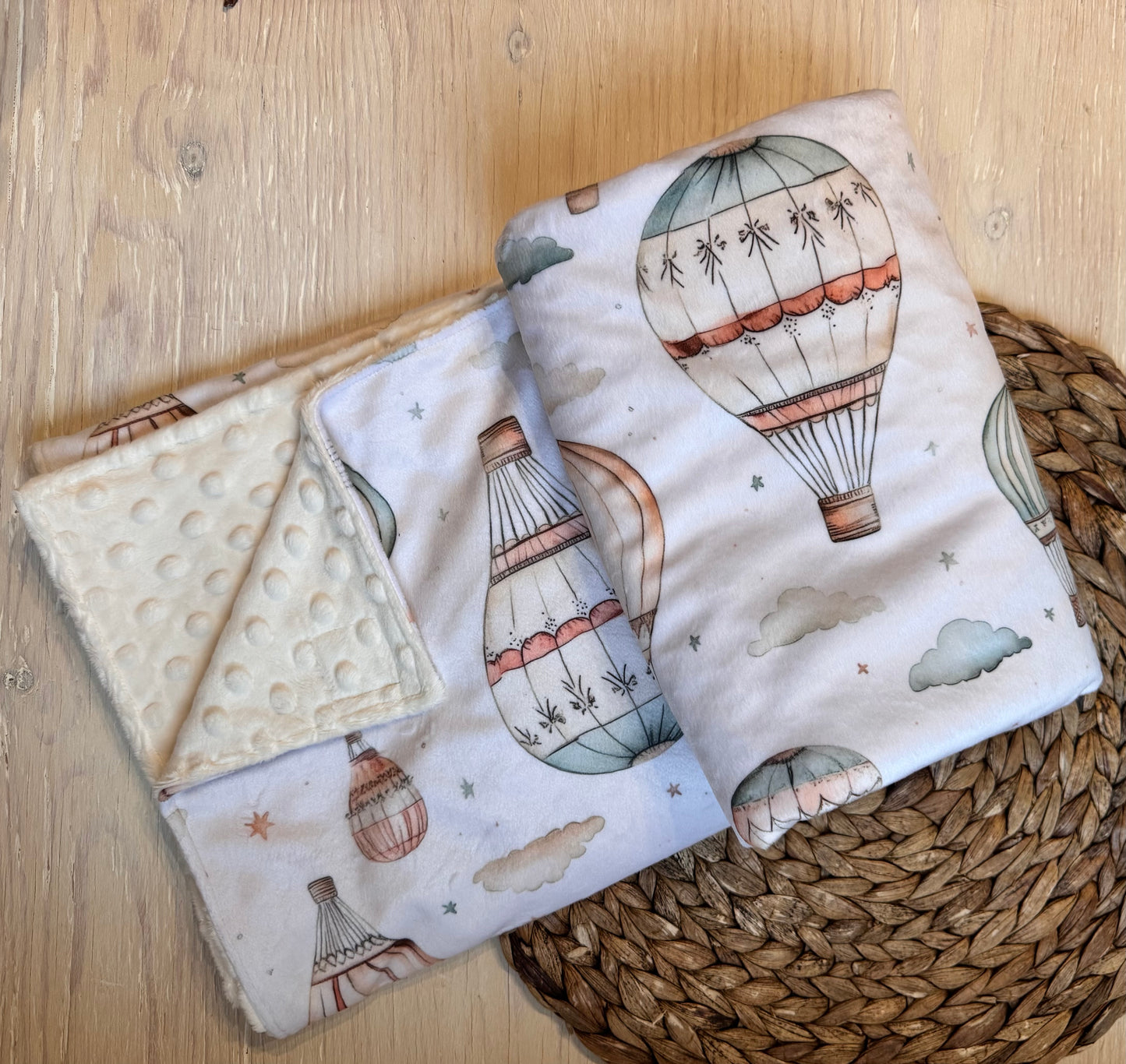 Doudou Douce on both sides READY TO SHIP, minky (plush) printed on the front and minky or fur on the back