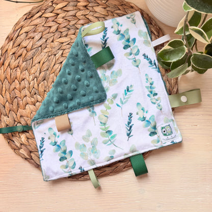 Doudou Rikiki douce des 2 cotés, doudou attache suce ( ou jouet ) taille 10x10" (25cm x 25cm) endos en minky bulle