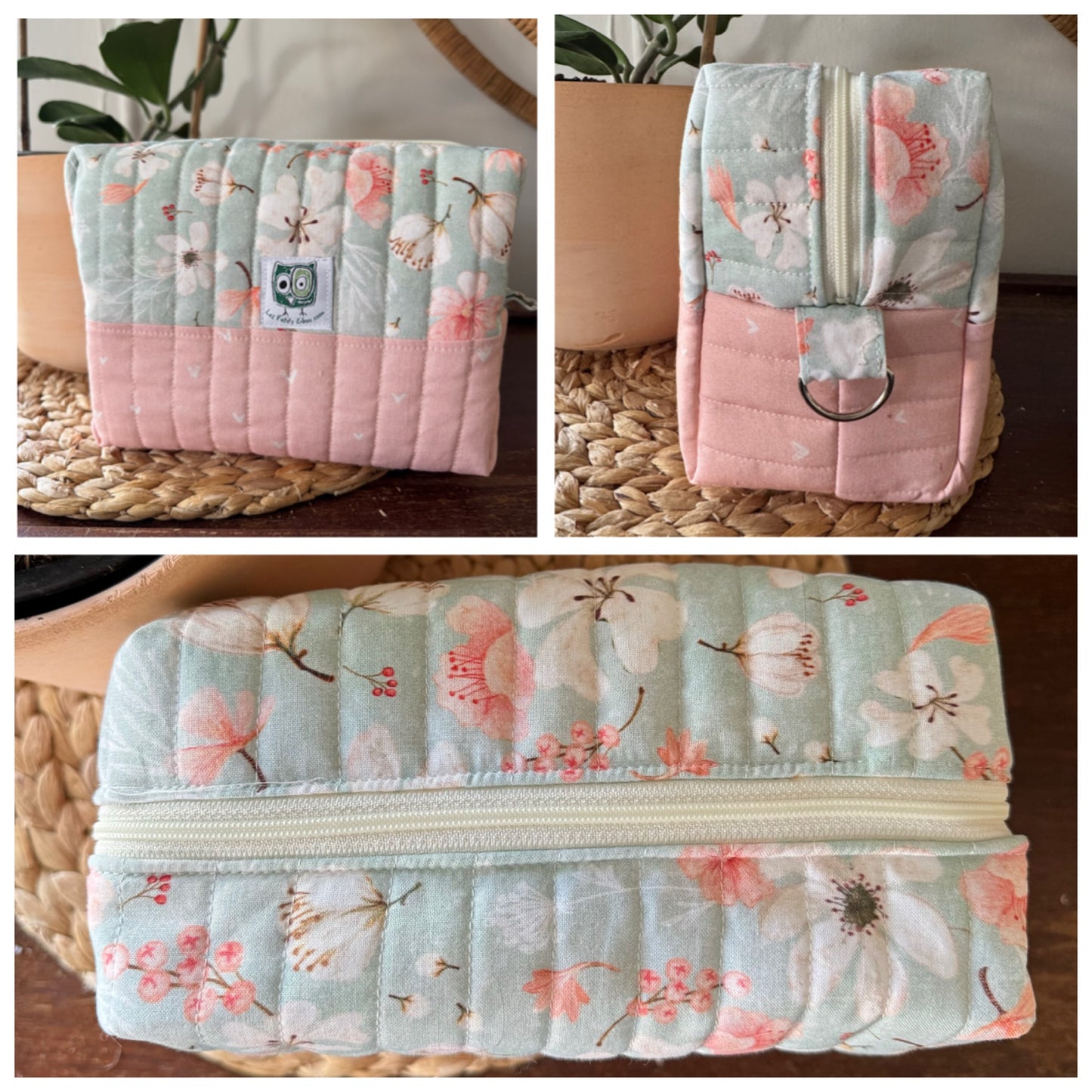 Grande Trousse à maquillage, médicaments, produits de soin... avec fermeture éclair, extérieur matelassé et intérieur en coton Canvas, en stock prêtes à partir !