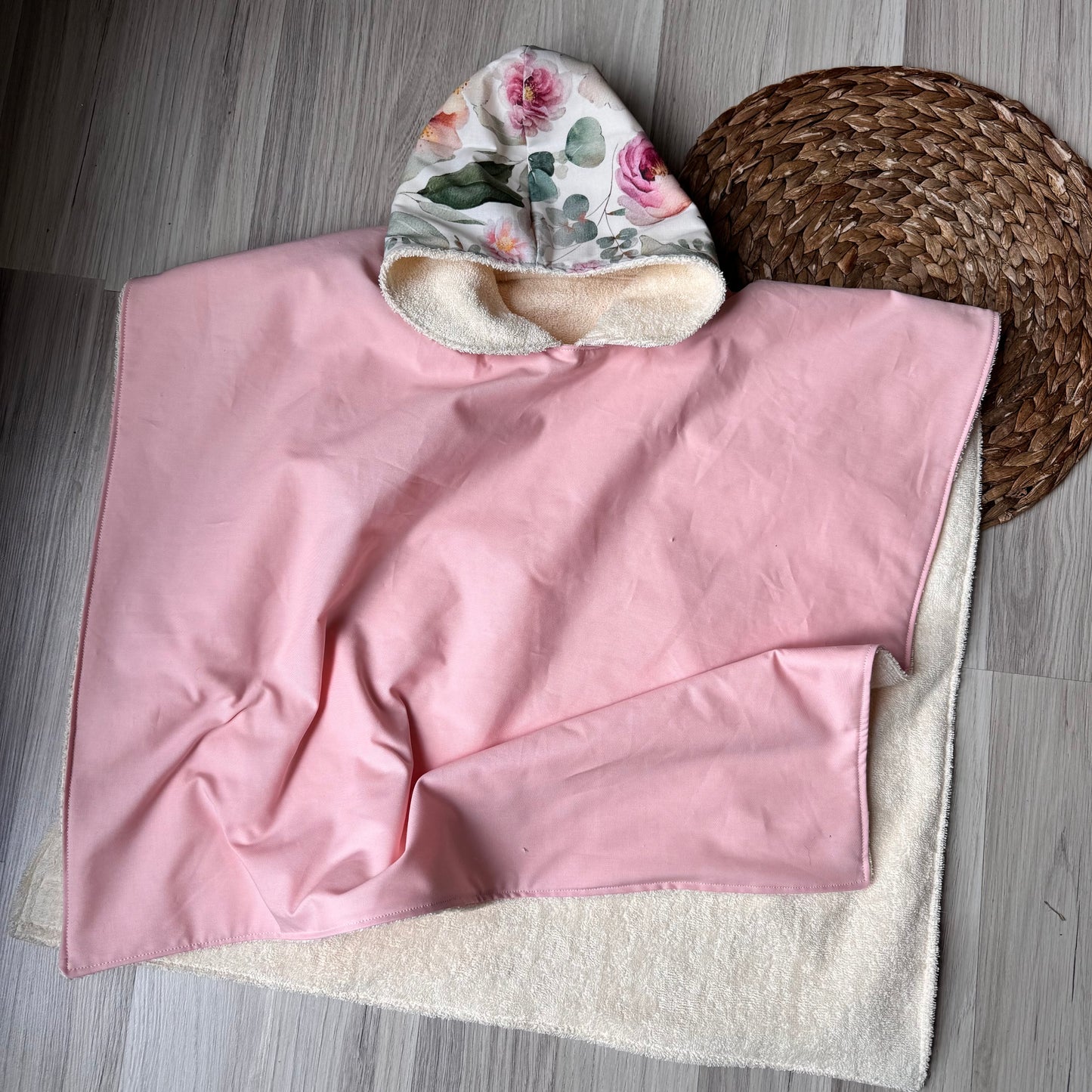 Poncho de plage/de bain, cape de bain, serviette à capuchon, 100% coton taille 9-36 mois ou 3-8 ans