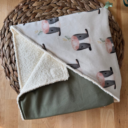 Prête à partir ! Sortie de bain, serviette de bain,  intérieur en ratine absorbante.