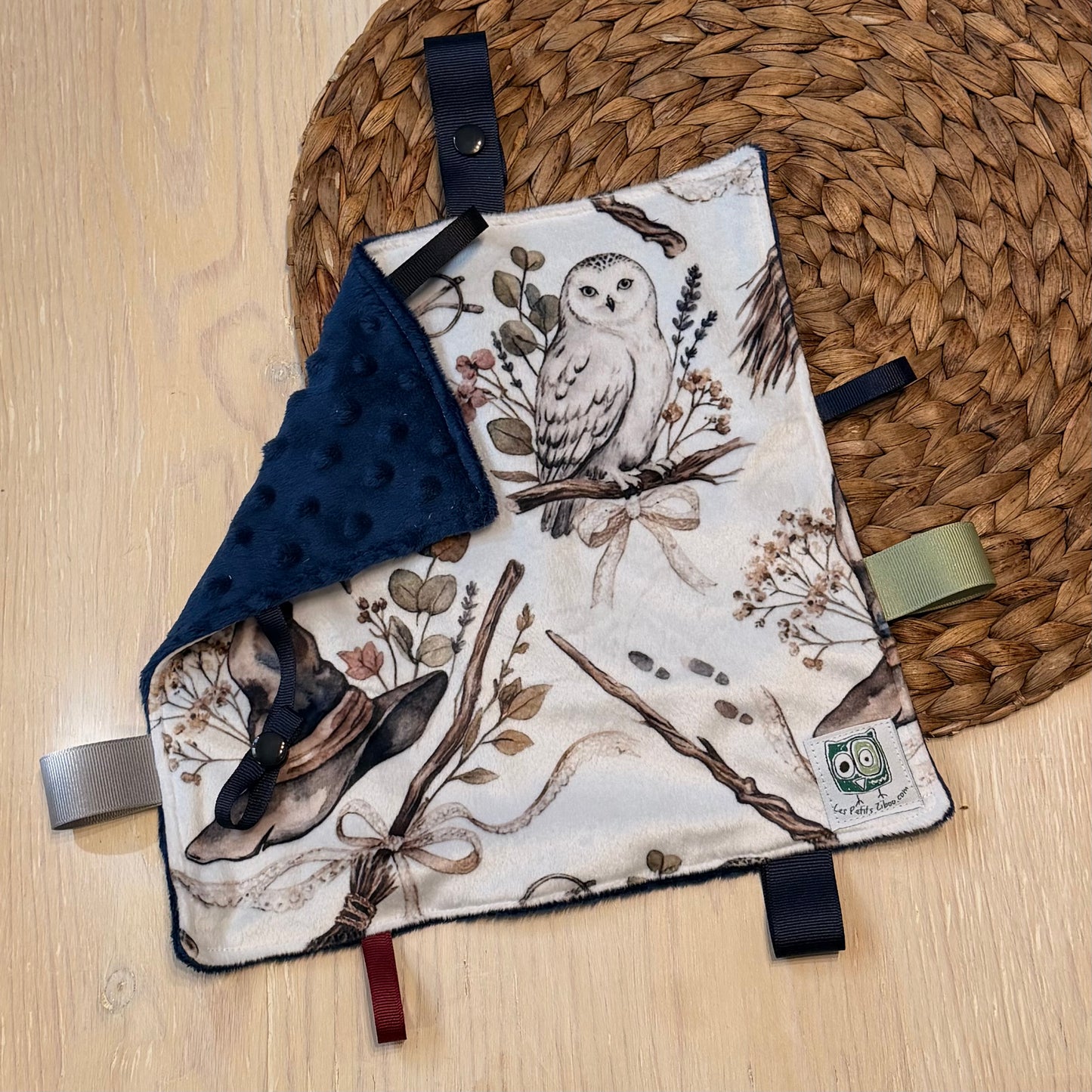 Doudou Rikiki soft on both sides, IN STOCK READY TO GO! doudou pacifier clip / toy, size 10x10" (25cm x 25cm) minky backing