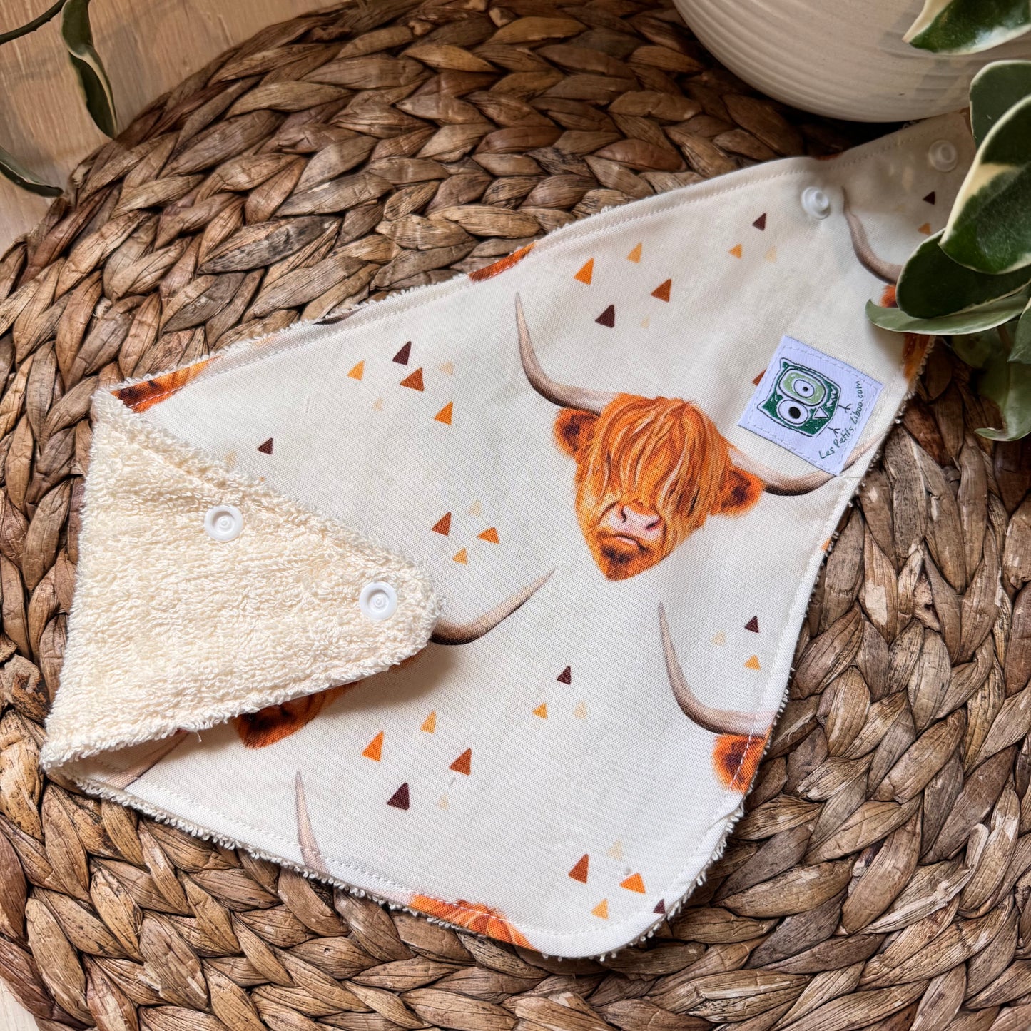 Foulard-Bavoir, petite bavette style bandana, bavoir, avec endos en ratine absorbante.prêts à partir
