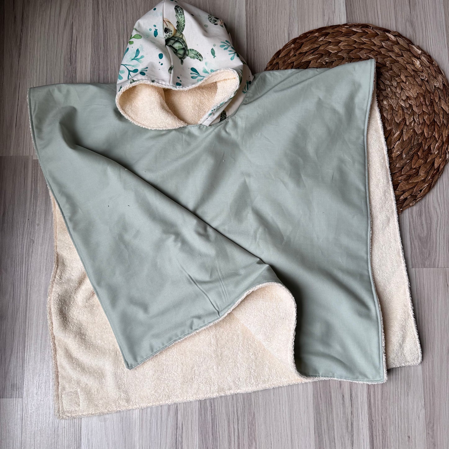 Poncho de plage/de bain, cape de bain, serviette à capuchon, 100% coton taille 9-36 mois ou 3-8 ans