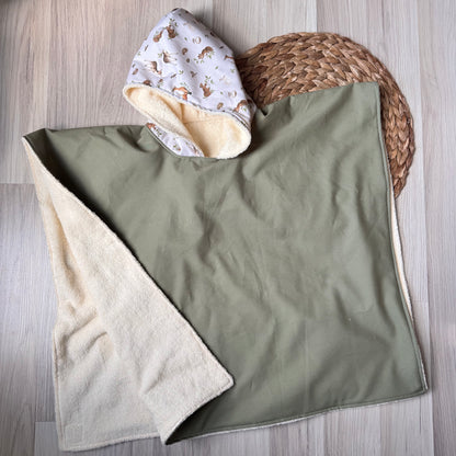 Poncho de plage/de bain, cape de bain, serviette à capuchon, 100% coton taille 9-36 mois ou 3-8 ans