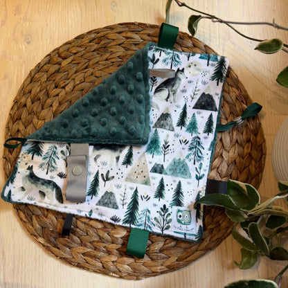 Doudou Rikiki soft on both sides, IN STOCK READY TO GO! doudou pacifier clip / toy, size 10x10" (25cm x 25cm) minky backing