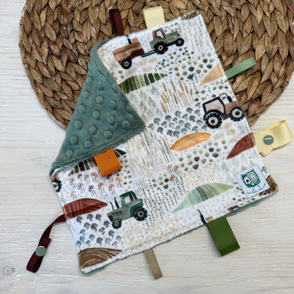 Doudou Rikiki douce des 2 cotés, EN STOCK PRÊTES À PARTIR ! doudou attache suce / jouet, taille 10x10" (25cm x 25cm) endos en minky