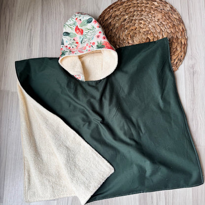 Poncho de plage/de bain, cape de bain, serviette à capuchon, 100% coton taille 9-36 mois ou 3-8 ans