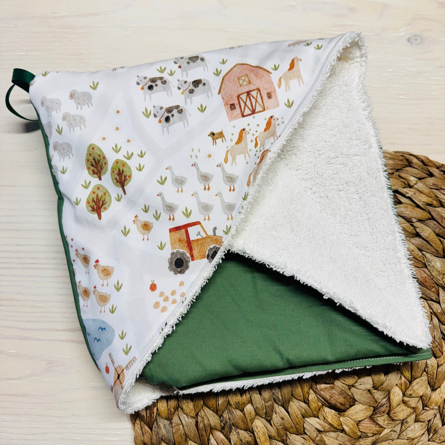 Prête à partir ! Sortie de bain, serviette de bain,  intérieur en ratine absorbante.