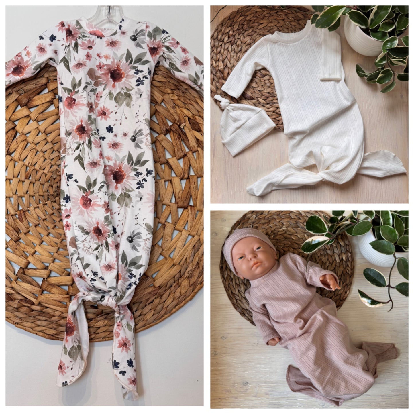 Nuisette, jaquette, robe de nuit en coton pour bébé