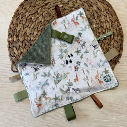 Doudou Rikiki douce des 2 cotés, EN STOCK PRÊTES À PARTIR ! doudou attache suce / jouet, taille 10x10" (25cm x 25cm) endos en minky
