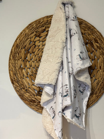 Doudou Douce on both sides READY TO SHIP, minky (plush) printed on the front and minky or fur on the back