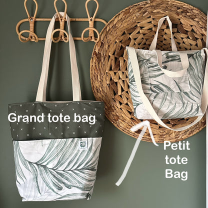 SOLDE ! Grand tote bag, Sac de tissu, coton avec imprimés à l'extérieur, coton Canvas à l'intérieur