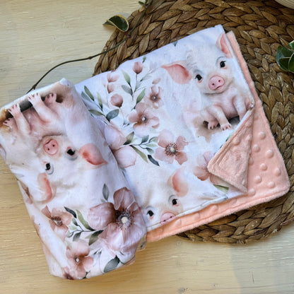 Doudou Douce on both sides READY TO SHIP, minky (plush) printed on the front and minky or fur on the back