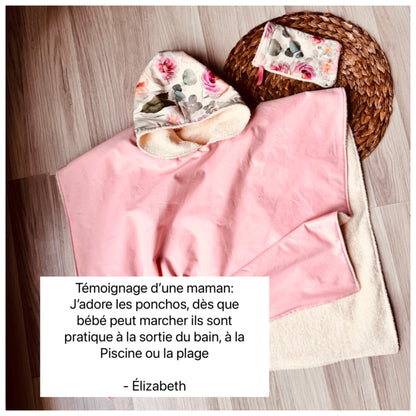 Poncho de plage/de bain, cape de bain, serviette à capuchon, 100% coton taille 9-36 mois ou 3-8 ans