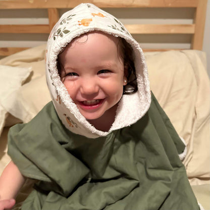 Poncho de plage/de bain, cape de bain, serviette à capuchon, 100% coton taille 9-36 mois ou 3-8 ans