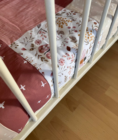 Ready to go, lightly quilted style blanket, Bees. Soft ivory minky backing