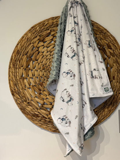 Doudou Douce on both sides READY TO SHIP, minky (plush) printed on the front and minky or fur on the back