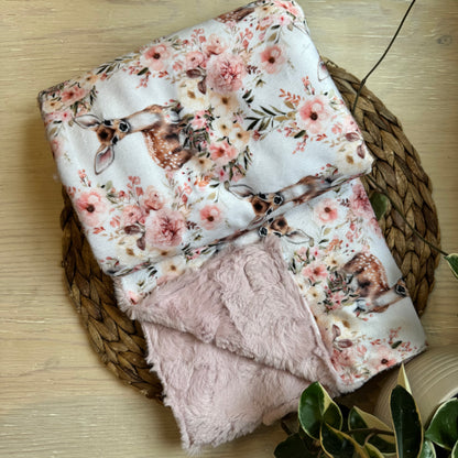 Doudou Douce on both sides READY TO SHIP, minky (plush) printed on the front and minky or fur on the back