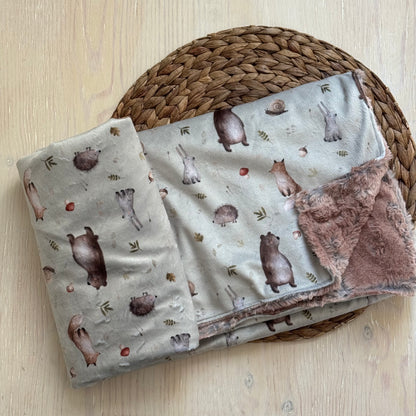 Doudou Douce des 2 cotés PRÊTES À PARTIR,   minky (peluche) imprimé devant et arrière minky ou fourrure