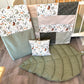 Couverture de style courtepointe ANIMAUX DE LA FORÊT (pois beige, X olive, chevron vert) Endos doux au choix et possibilité d'ajouter des accessoires assortis