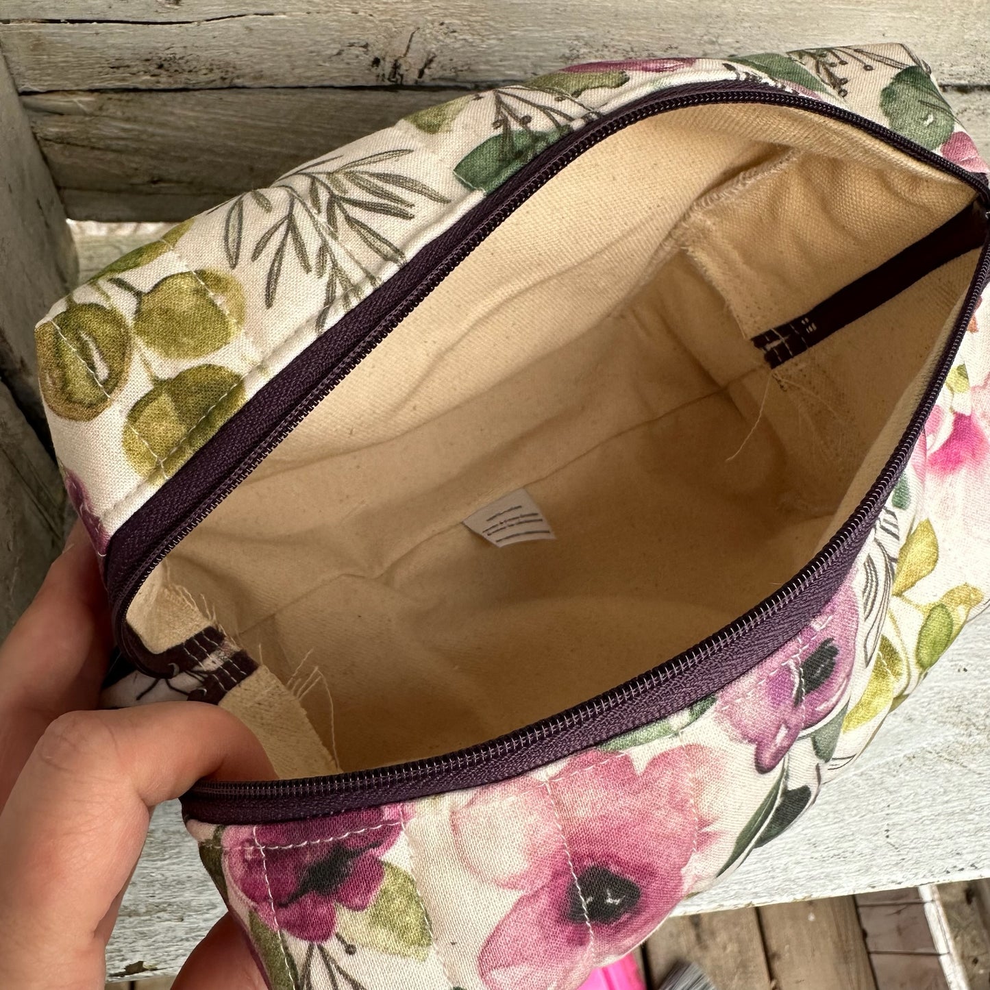 Grande Trousse à maquillage, médicaments, produits de soin... avec fermeture éclair, extérieur matelassé et intérieur en coton Canvas, en stock prêtes à partir !