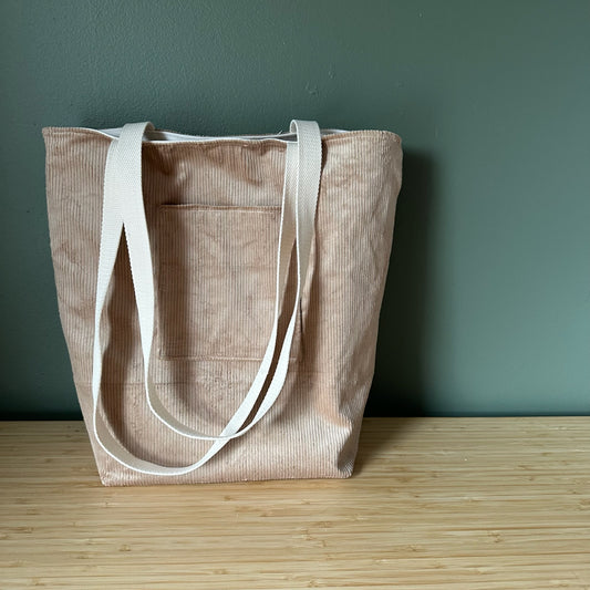 Grand tote bag, Sac de tissu, sac multi usage, Extérieur en corduroy et intérieur en coton canvas