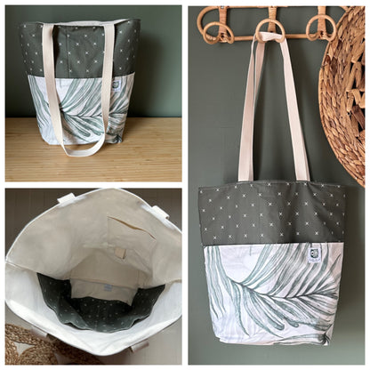 SOLDE ! Grand tote bag, Sac de tissu, coton avec imprimés à l'extérieur, coton Canvas à l'intérieur