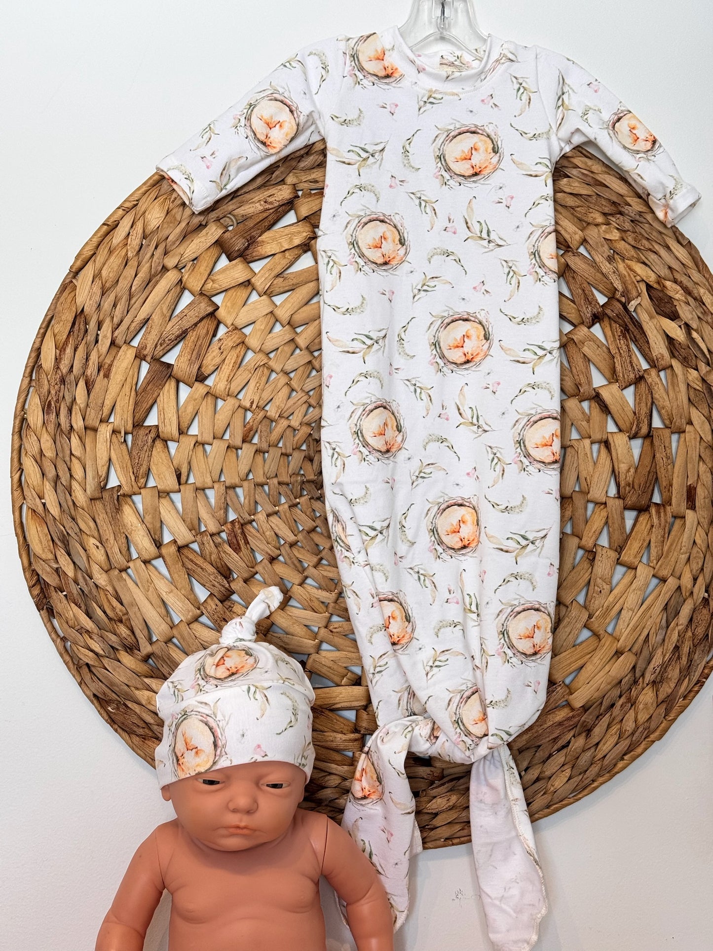Nuisette, jaquette, robe de nuit en coton pour bébé