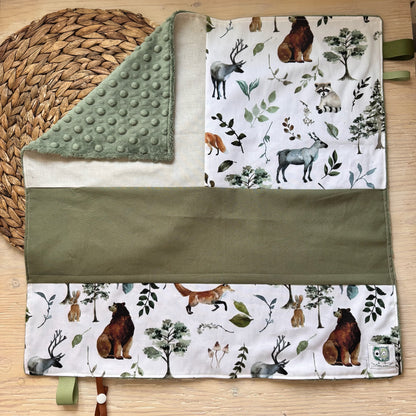 Doudou étiquette style courtepointe avec attache-suce ou jouet