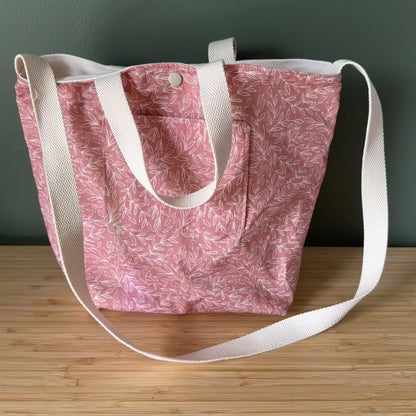 SOLDE ! Petit tote bag, Sac de tissu style sacoche en coton avec imprimés à l'extérieur, coton Canvas à l'intérieur